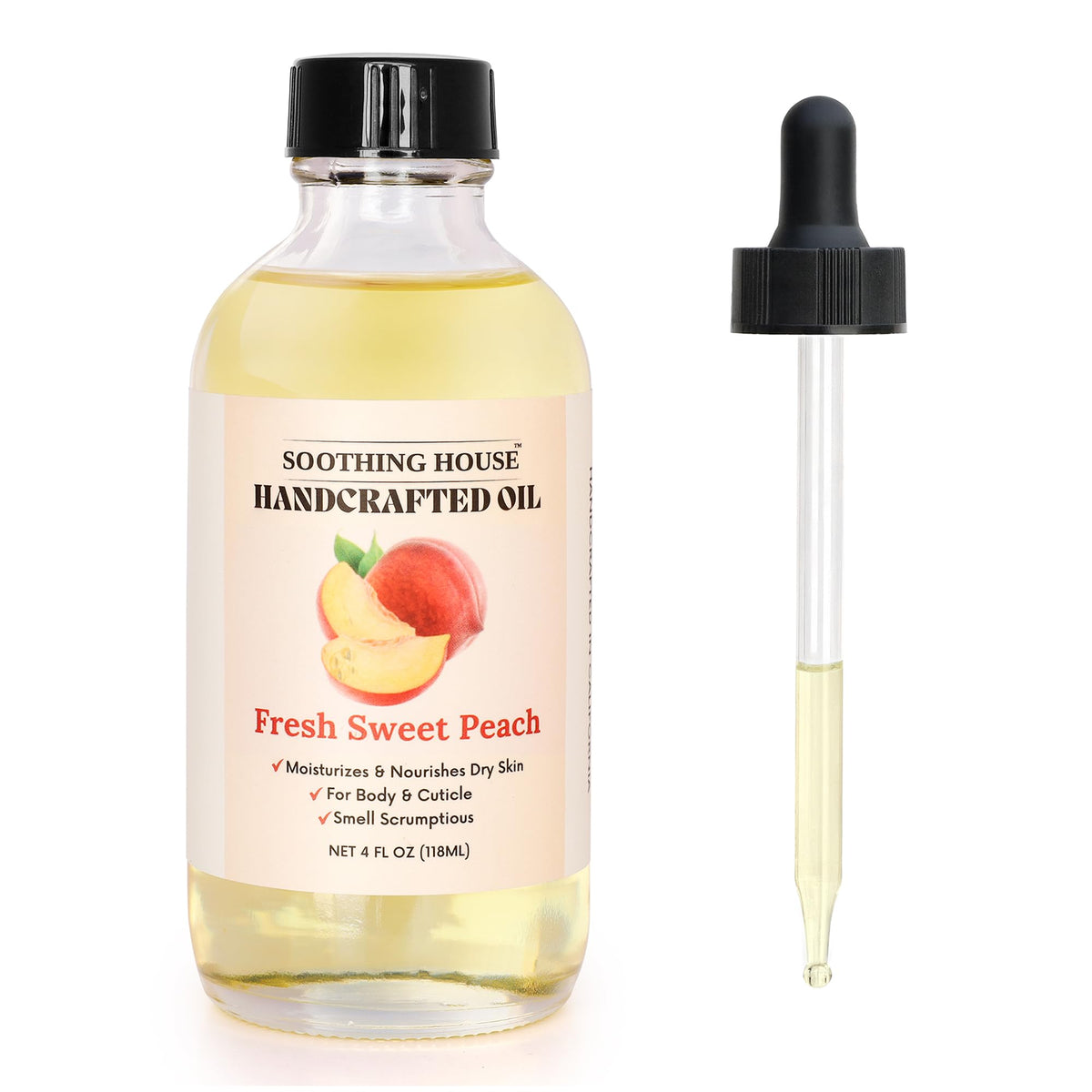 Soothing House front packaging showcasing bottle and peach scent benefits