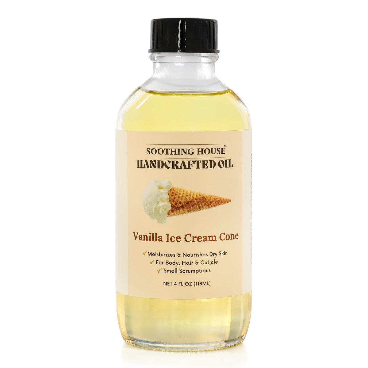 Soothing House pouring golden body oil texture demonstrating fast absorption and lightweight feel