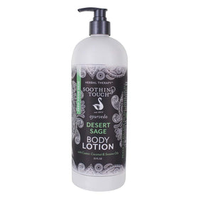 Soothing Touch front packaging showing 32 oz bottle and desert sage scent for long-lasting hydration