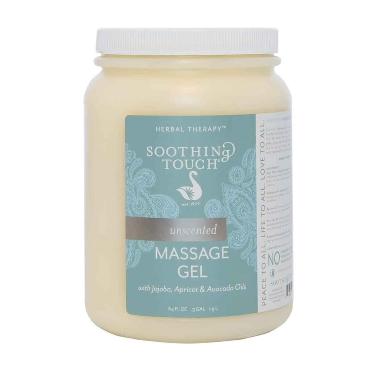 Soothing Touch 64oz front bottle showing label and professional bulk size benefit