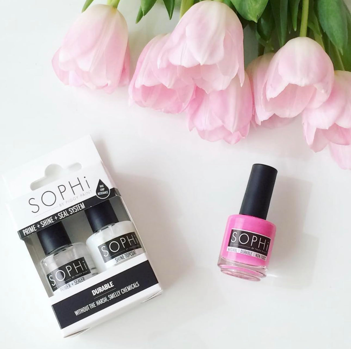 SOPHi kit in use on manicure delivering long-lasting glossy finish