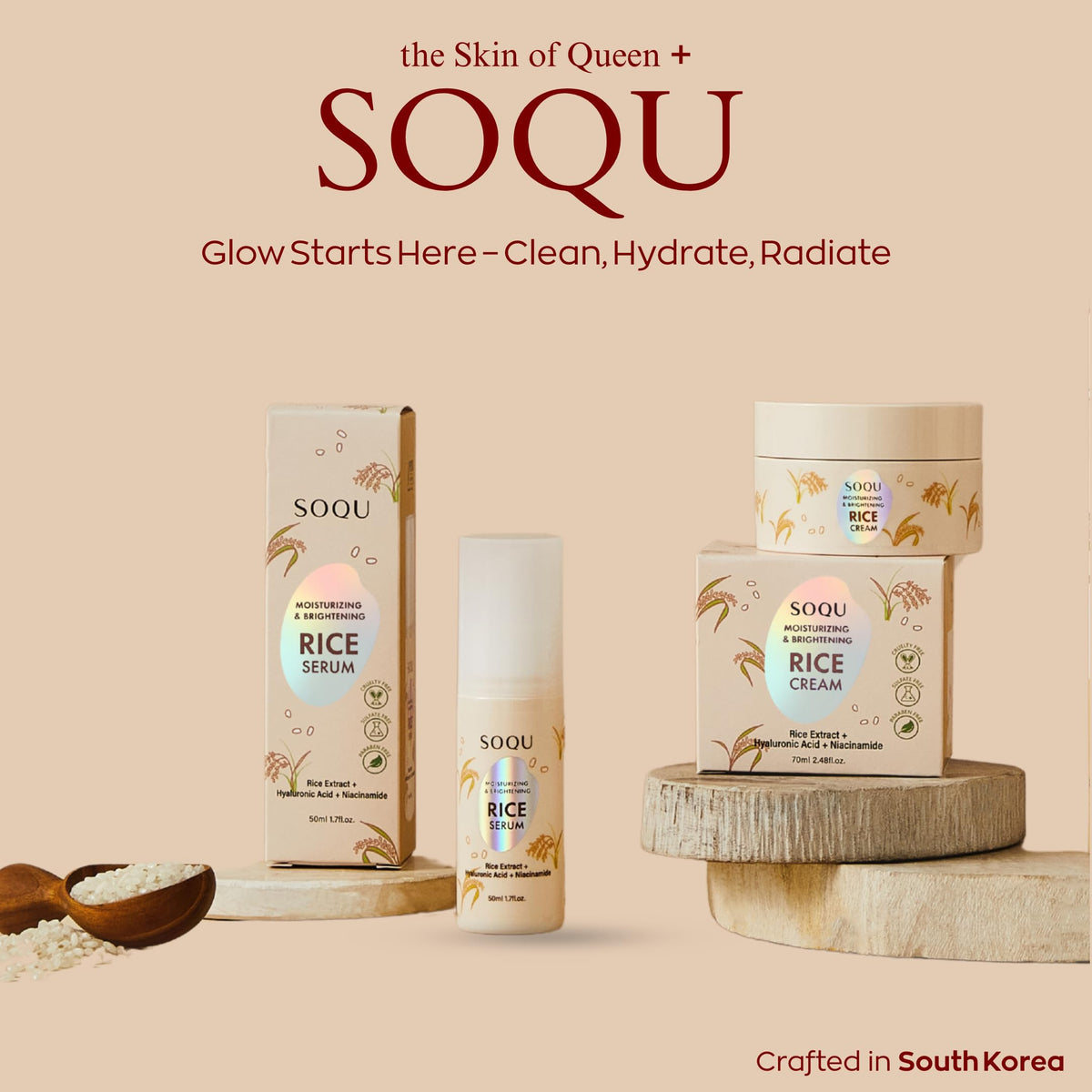 SOQU bottle placed on bathroom shelf in routine setting showing everyday use benefit