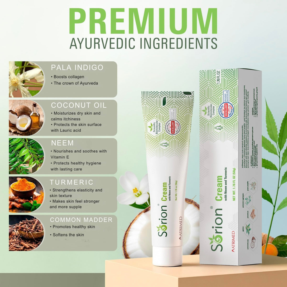 Sorion cream on bathroom shelf in lifestyle setting for daily routine