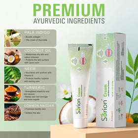 Sorion cream on bathroom shelf in lifestyle setting for daily routine