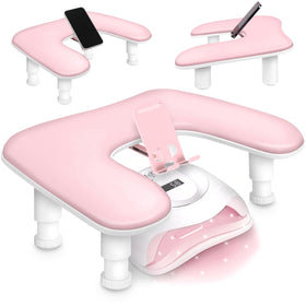 Sorreni front view of pink U-shaped arm rest showing stable profile and comfort
