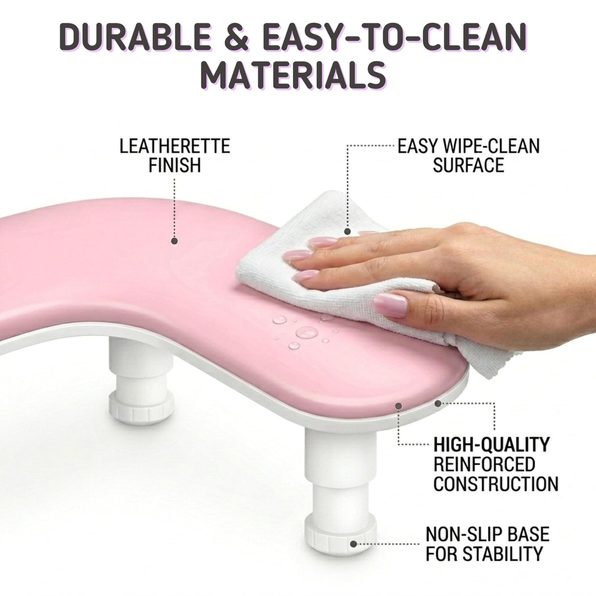Sorreni in a home manicure scene showing hands-free phone viewing and comfort