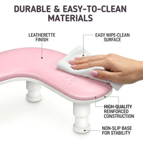 Sorreni in a home manicure scene showing hands-free phone viewing and comfort