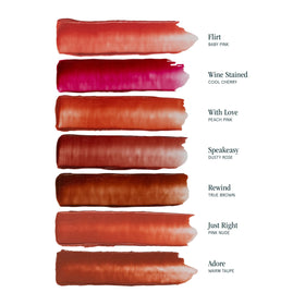 SOSHE Lip Silk ingredients label close-up showing ceramides and vitamin E benefits