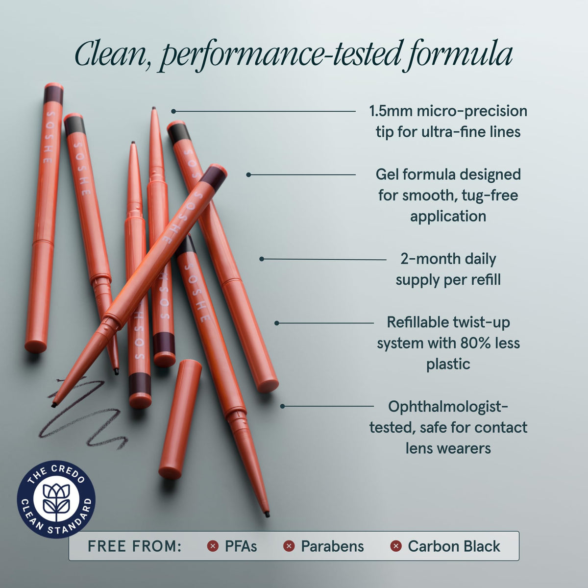 SOSHE liner held in hand for scale, pocket-friendly portability benefit