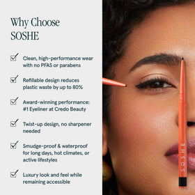 SOSHE product beside a ruler showing 1.5mm tip scale for micro-precision application benefit