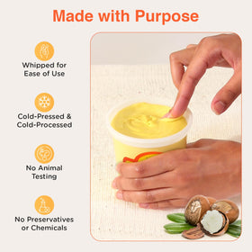 Hands applying SoShea whipped butter demonstrating quick absorption benefit