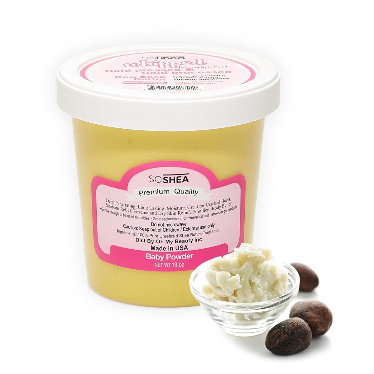 SoShea front jar 11.5oz showing clean label and size benefit