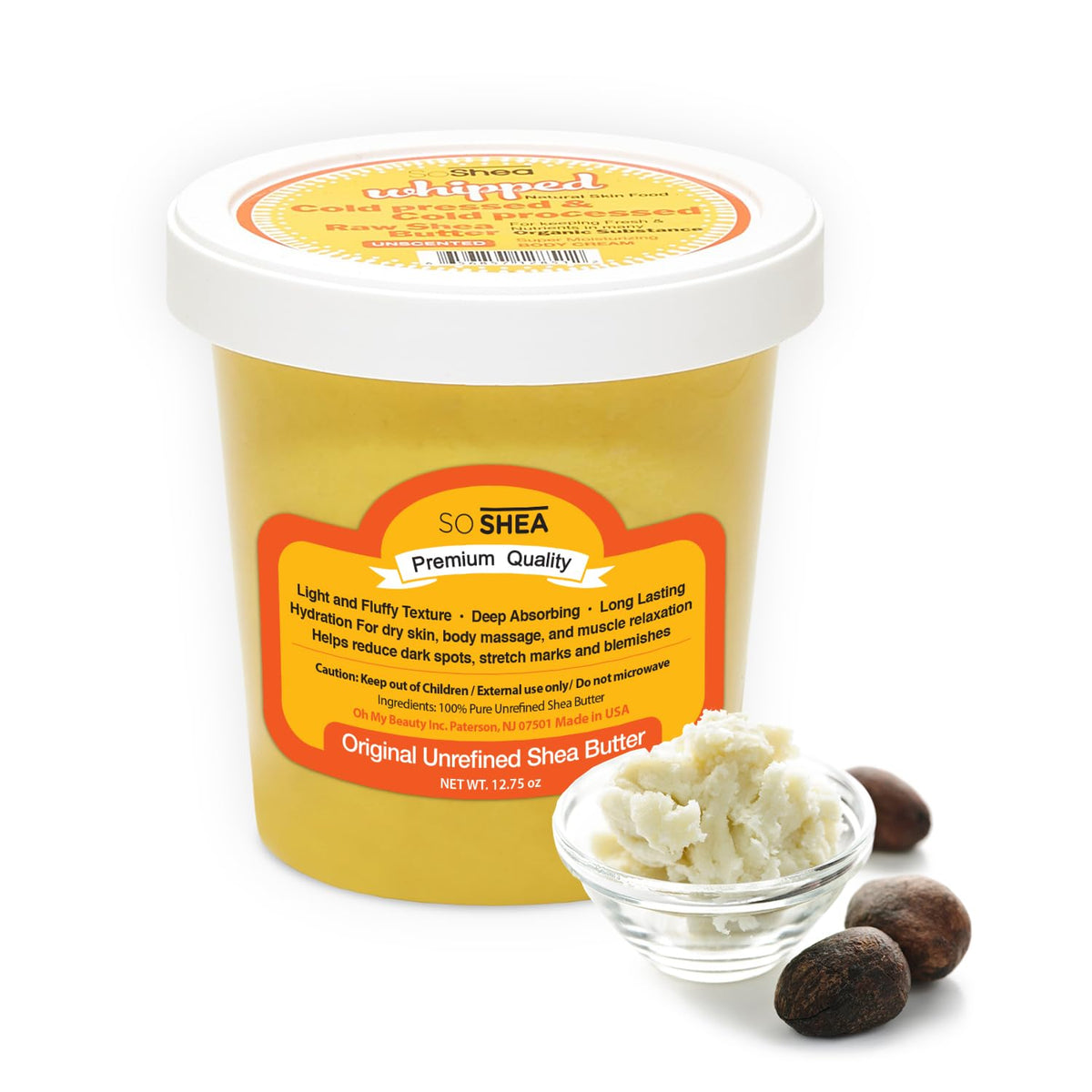 SoShea front jar showing clean unscented packaging and product benefit