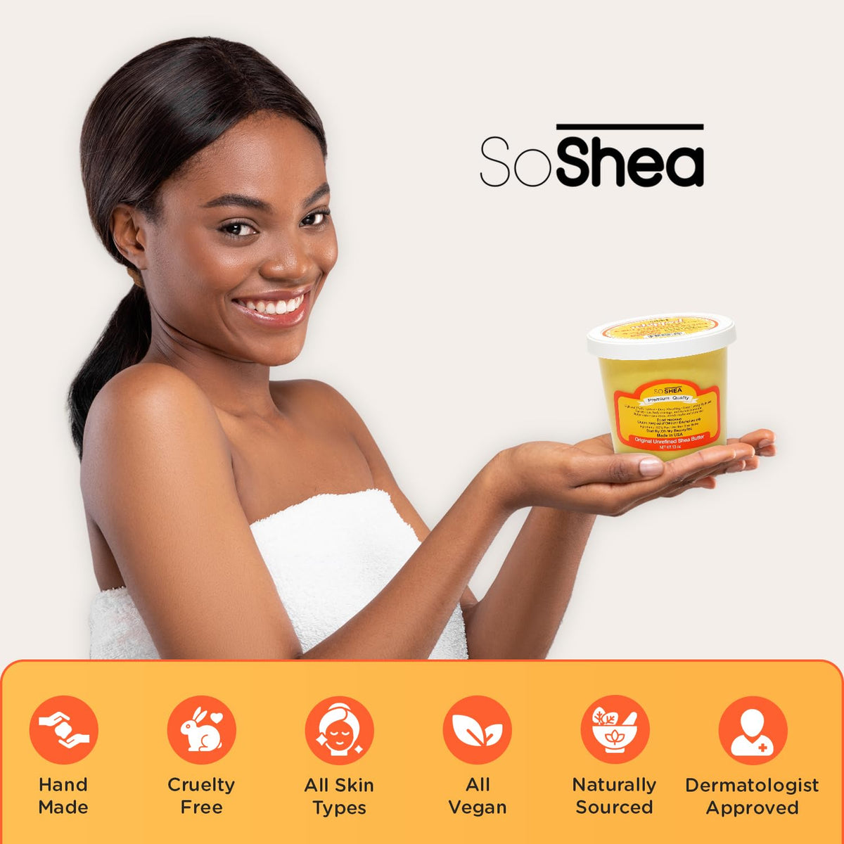 SoShea used on hair ends showing improved softness and shine benefit