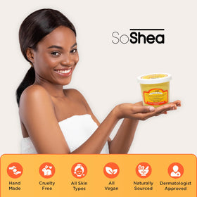 SoShea used on hair ends showing improved softness and shine benefit