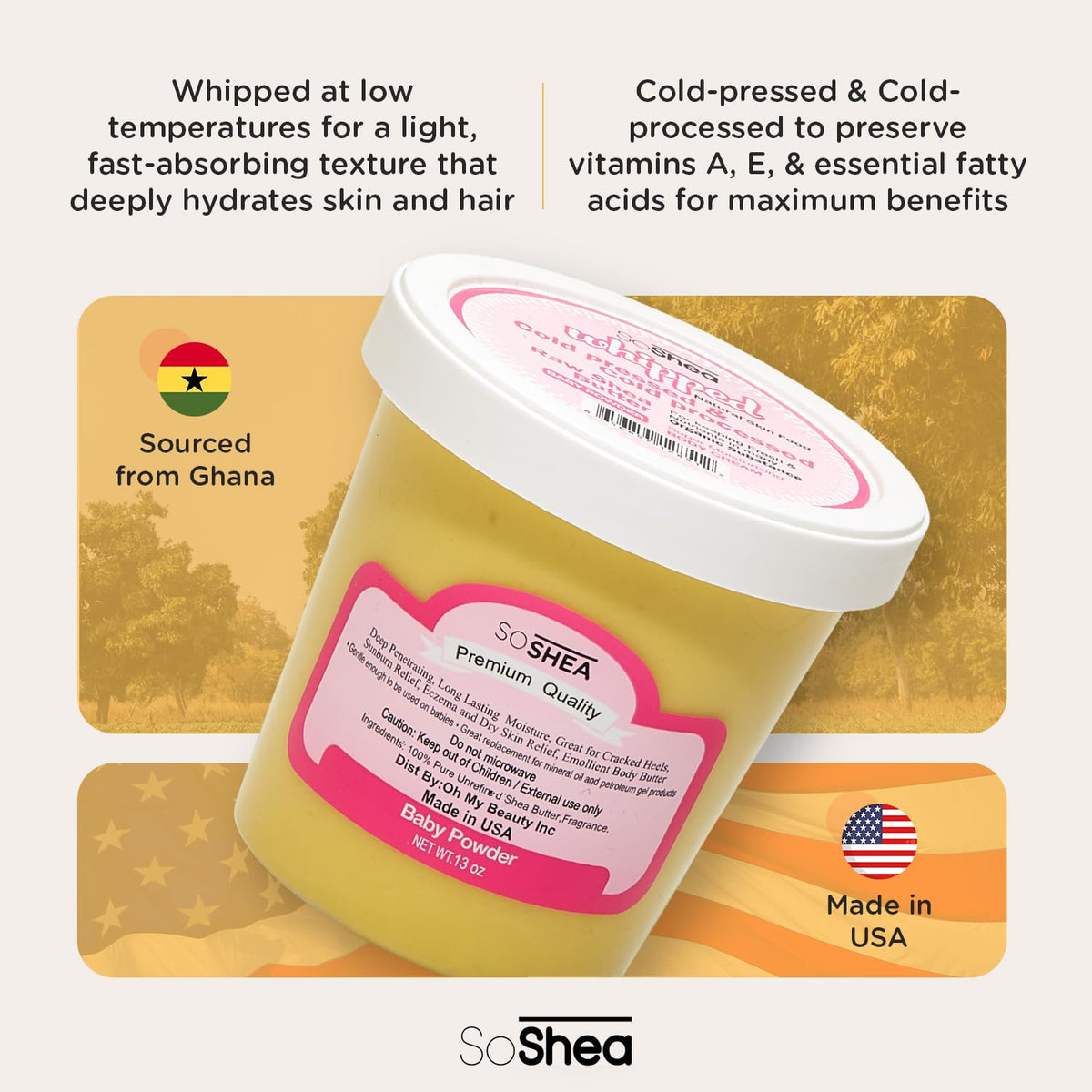 SoShea open jar whipped texture demonstrating easy application benefit