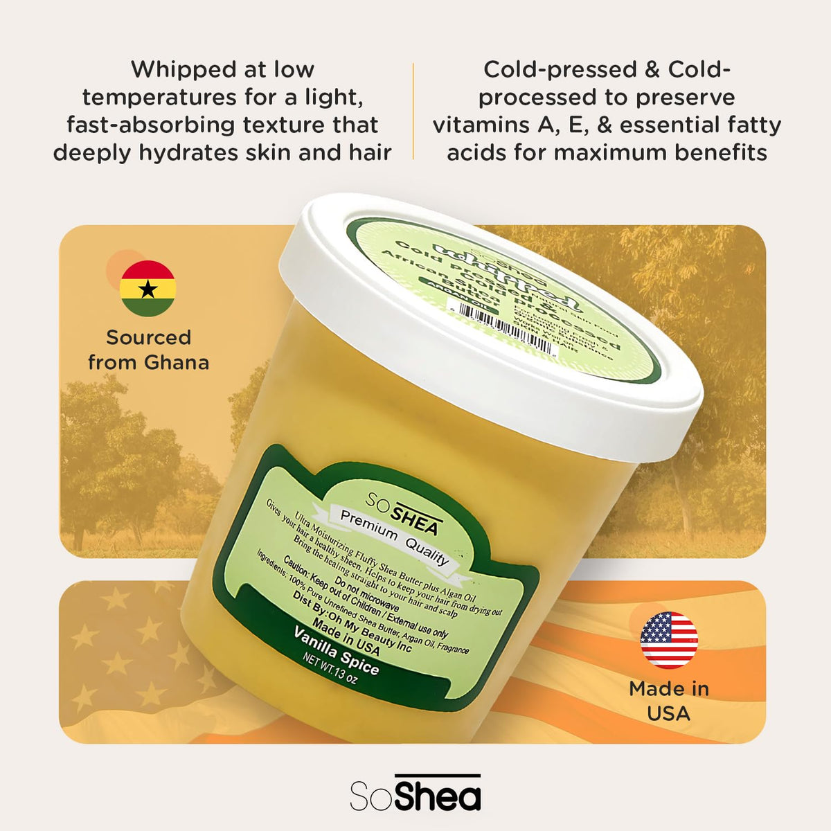 SoShea close-up whipped texture highlighting easy spreadability and hydration