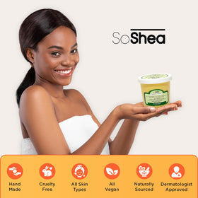 SoShea before and after on elbow demonstrating moisturization and repair