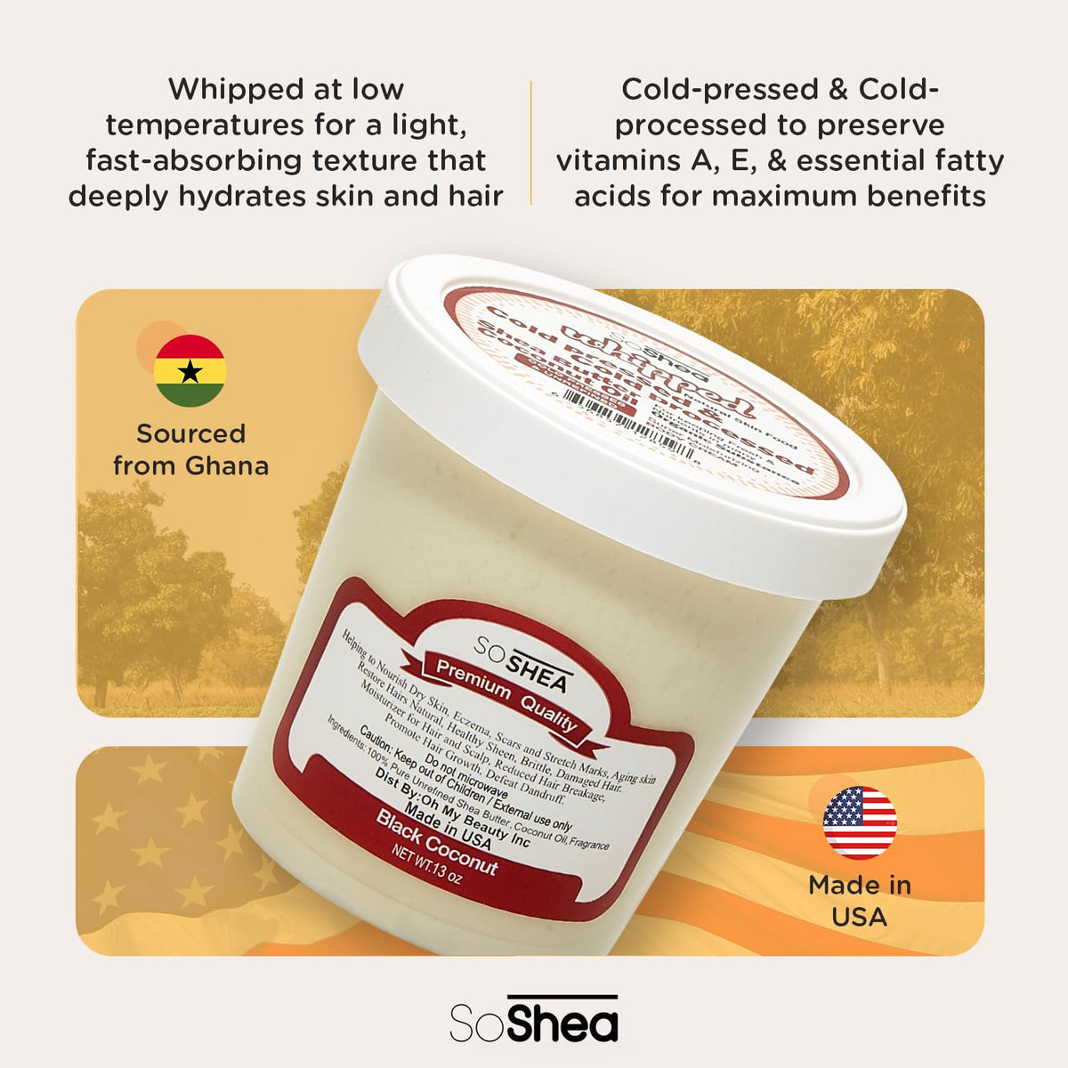 SoShea whipped texture close-up showing airy cream for fast absorption benefit