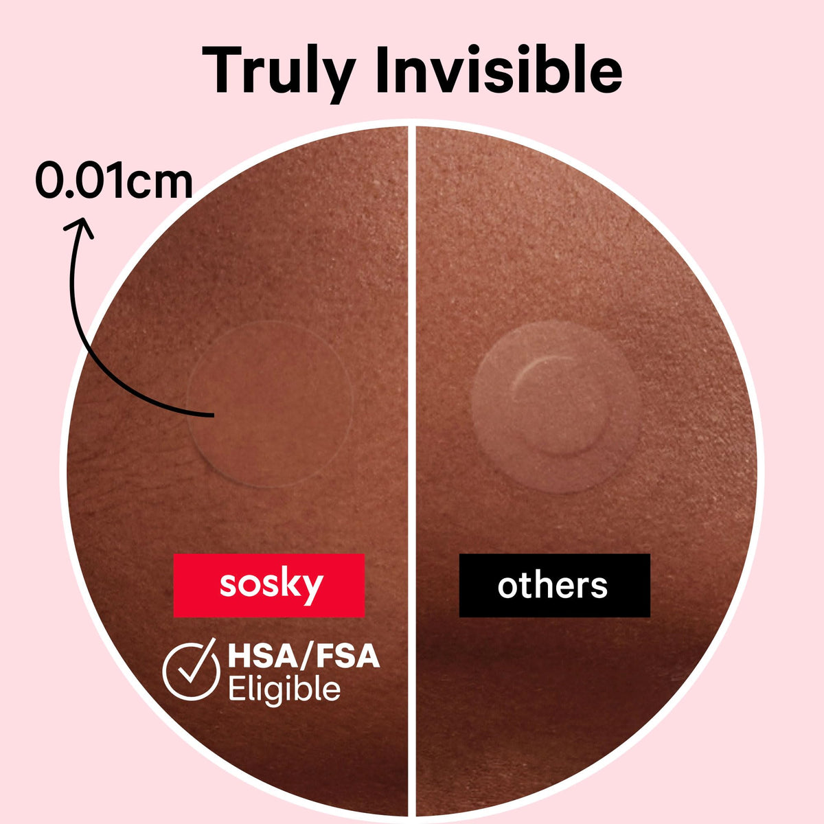 Sosky ultra-thin matte patch close-up revealing near-invisible texture benefit