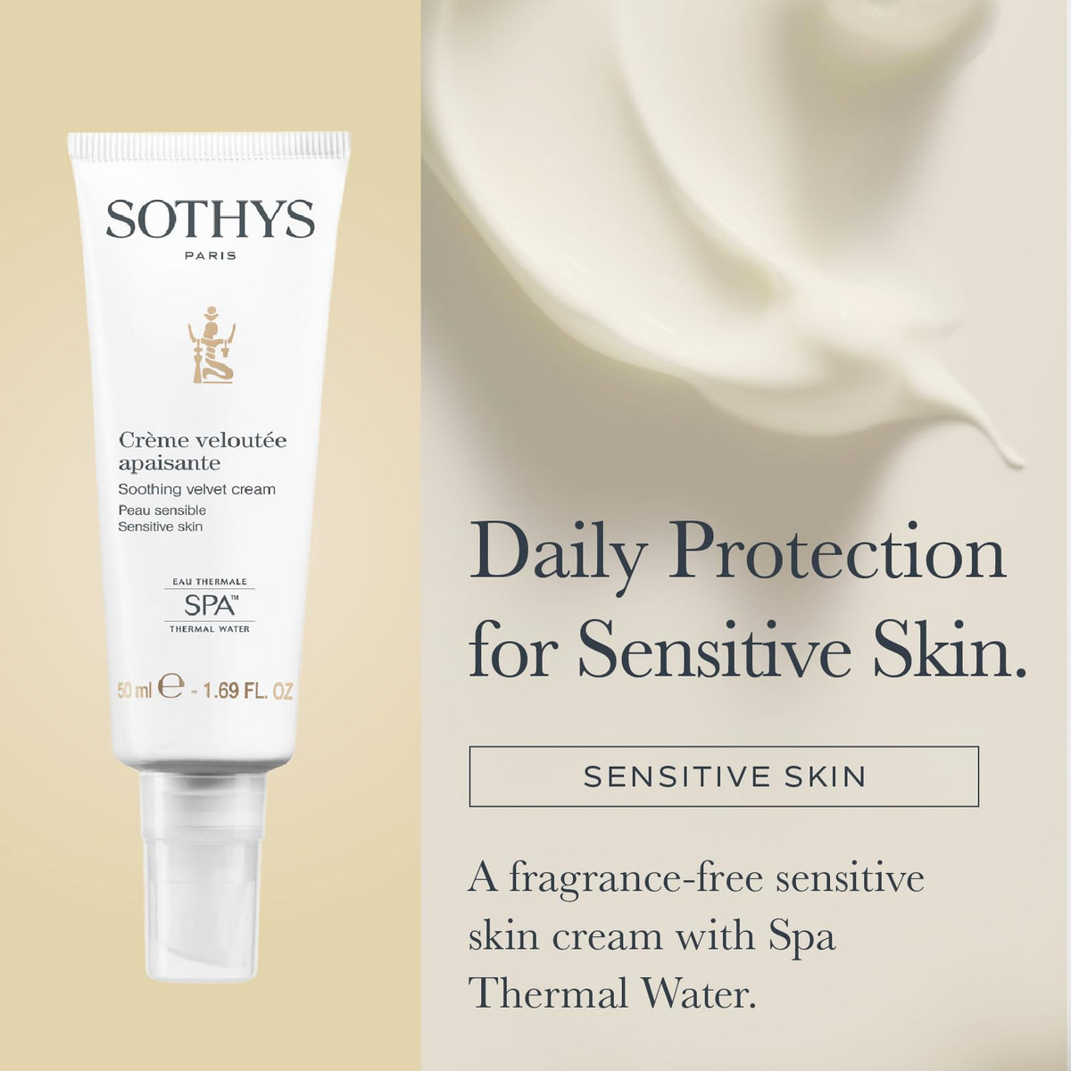 SOTHYS cream texture close-up highlighting lightweight, non-greasy hydration