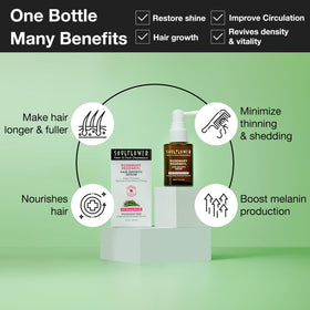 Soulflower scalp application demo illustrating targeted spray and absorption