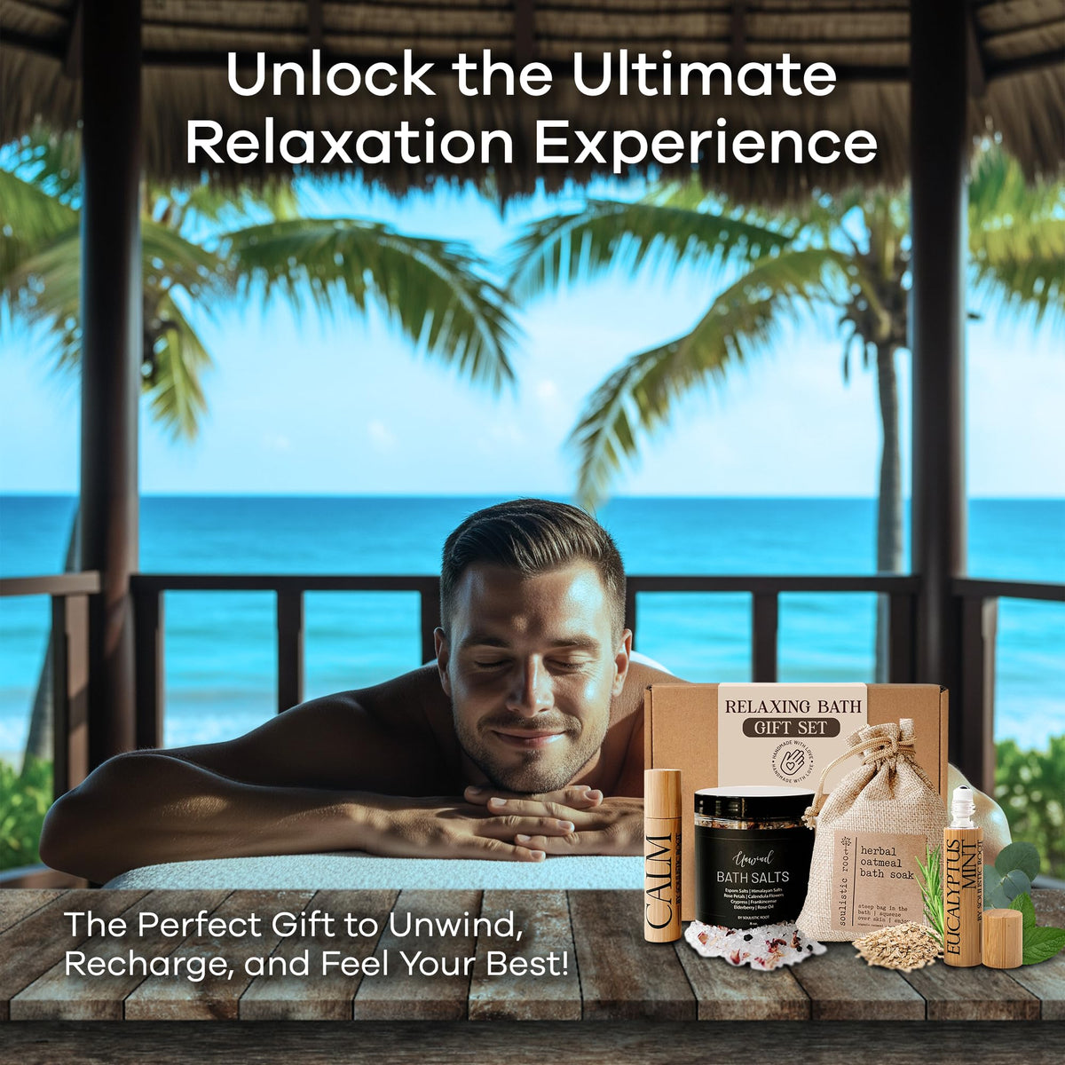 soulistic root lifestyle spa setting staged bathroom scene benefit: effortless relaxation