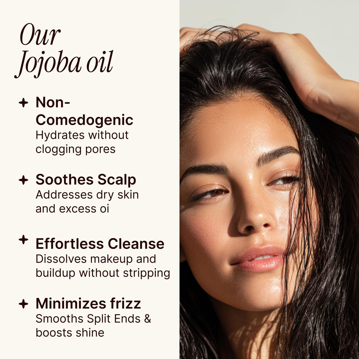 SOULSATION applying oil to hair ends to reduce frizz and add shine benefit