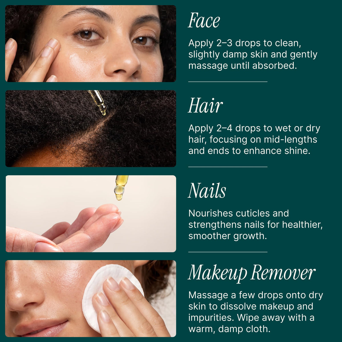 SOULSATION oil on hands near nails for conditioning cuticles and strength benefit