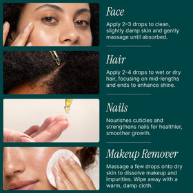 SOULSATION oil on hands near nails for conditioning cuticles and strength benefit