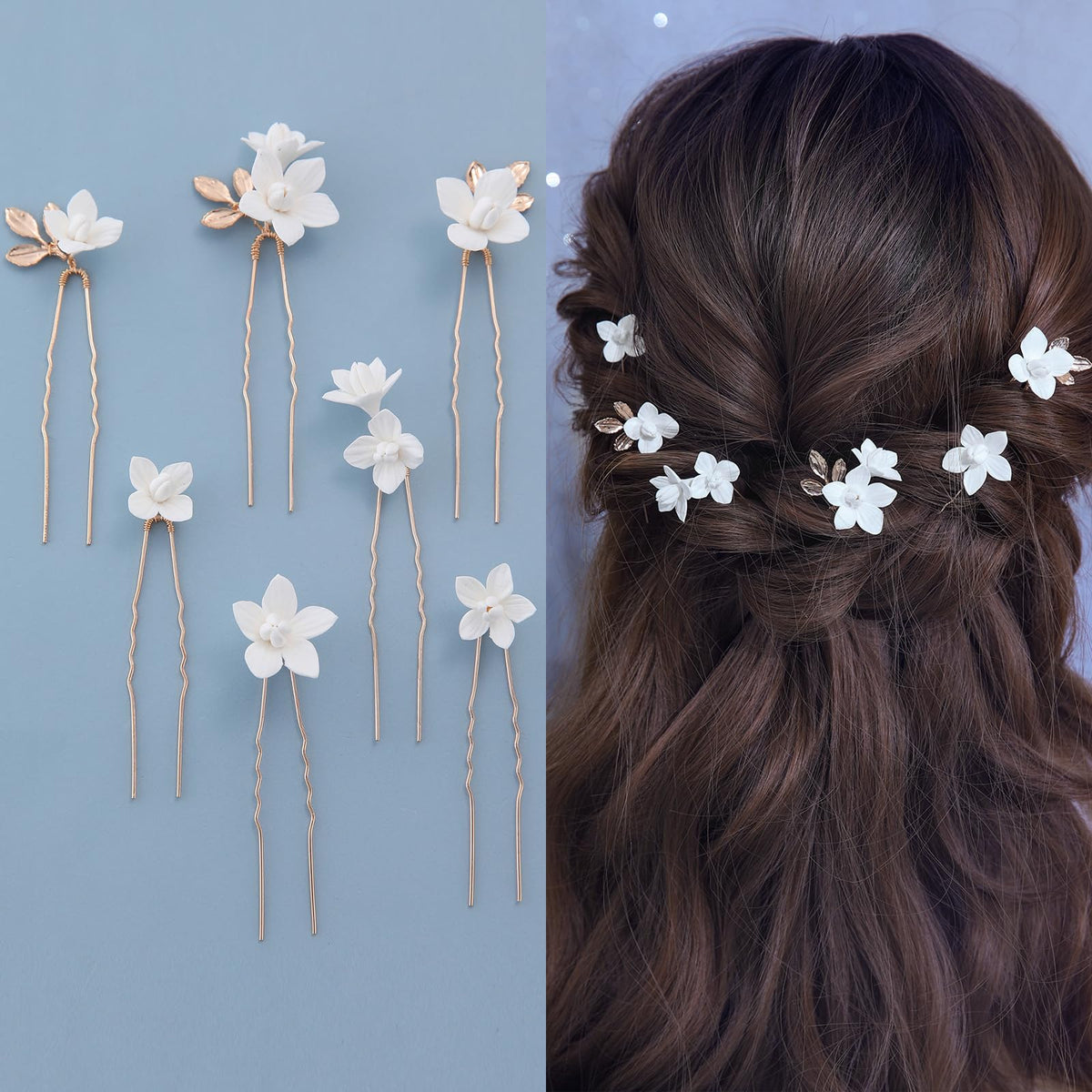soulshow front packaging showing seven floral hair pins and gold accents for elegant styling