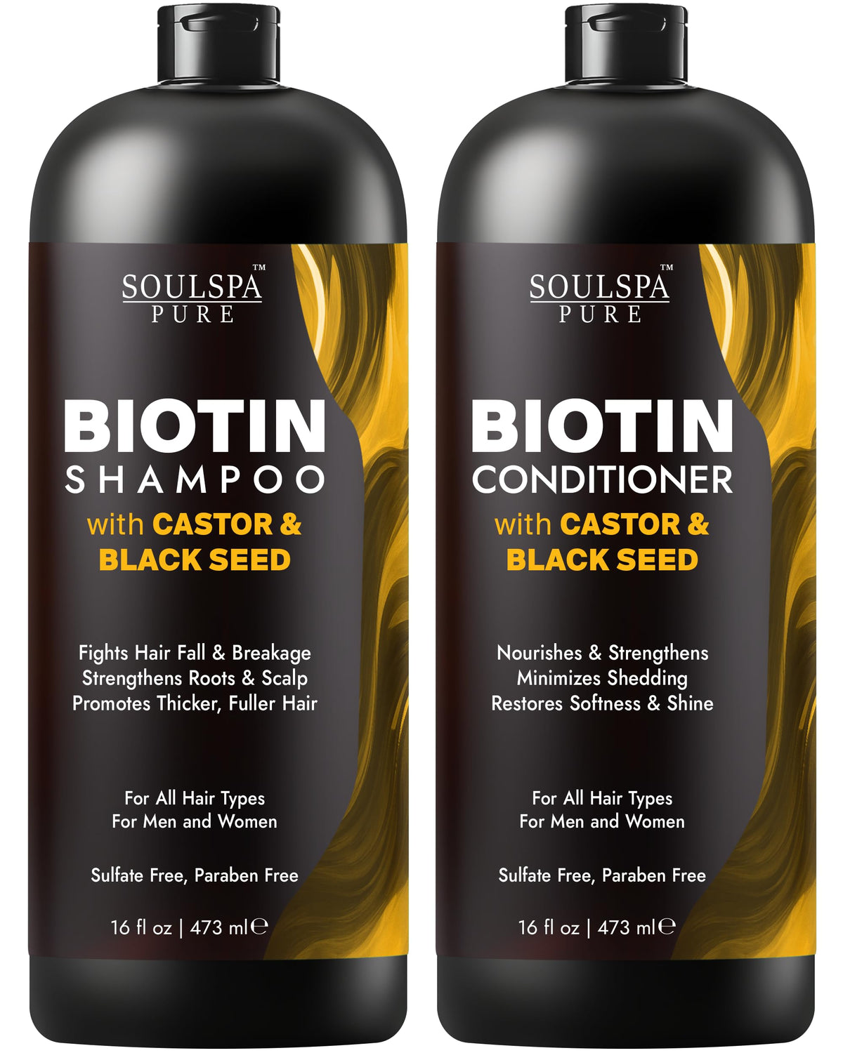 SOULSPA PURE front packaging showing the shampoo and conditioner benefits