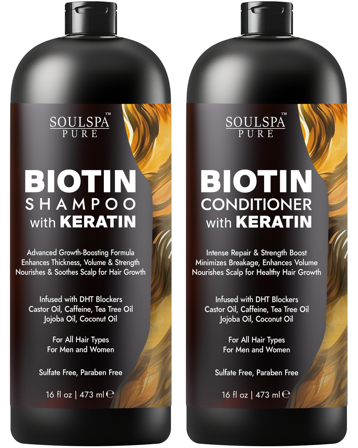 SOULSPA PURE front packaging showing shampoo and conditioner for fuller hair