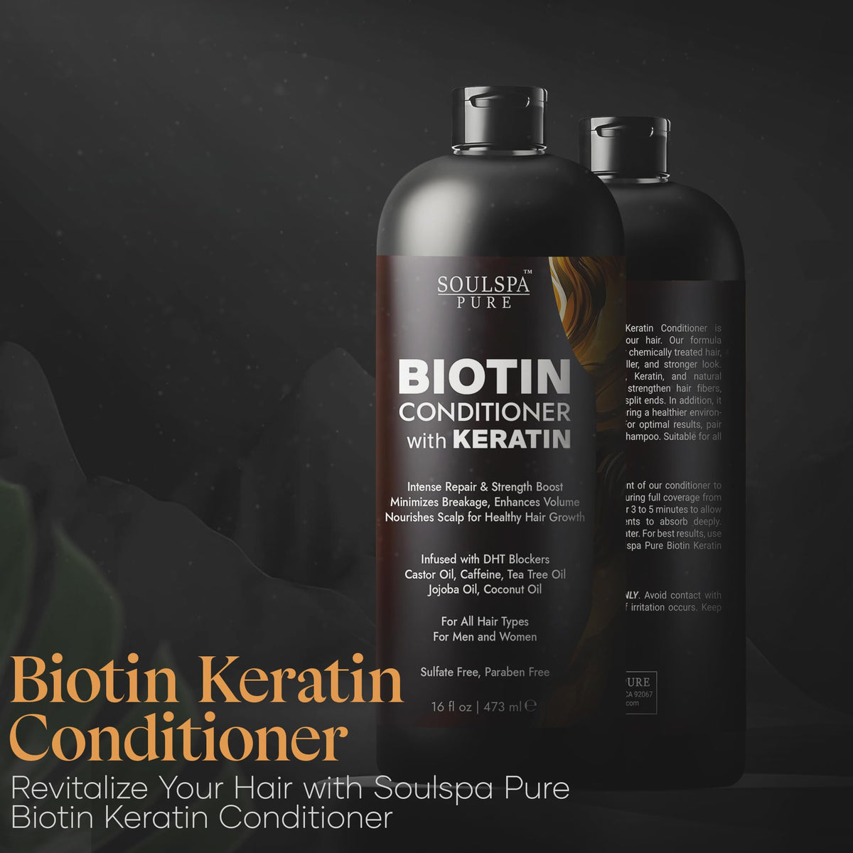 SOULSPA PURE keratin graphic illustrating protein repair and stronger strands