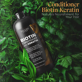 SOULSPA PURE label close-up showing biotin and DHT blocker benefits
