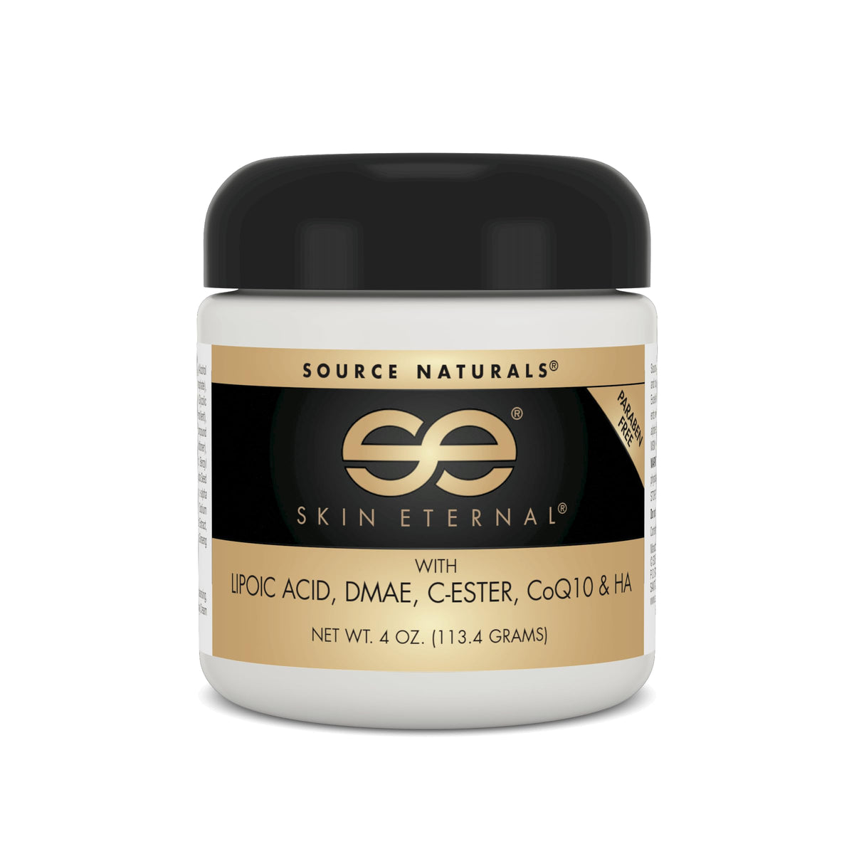 Source Naturals jar front view showing label and paraben-free benefit
