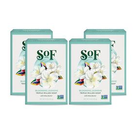 South Of France front packaging showing four jasmine-scented bars and benefits