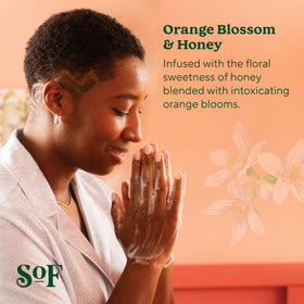 South Of France lather texture on hand showing creamy foam and gentle moisturizing effect