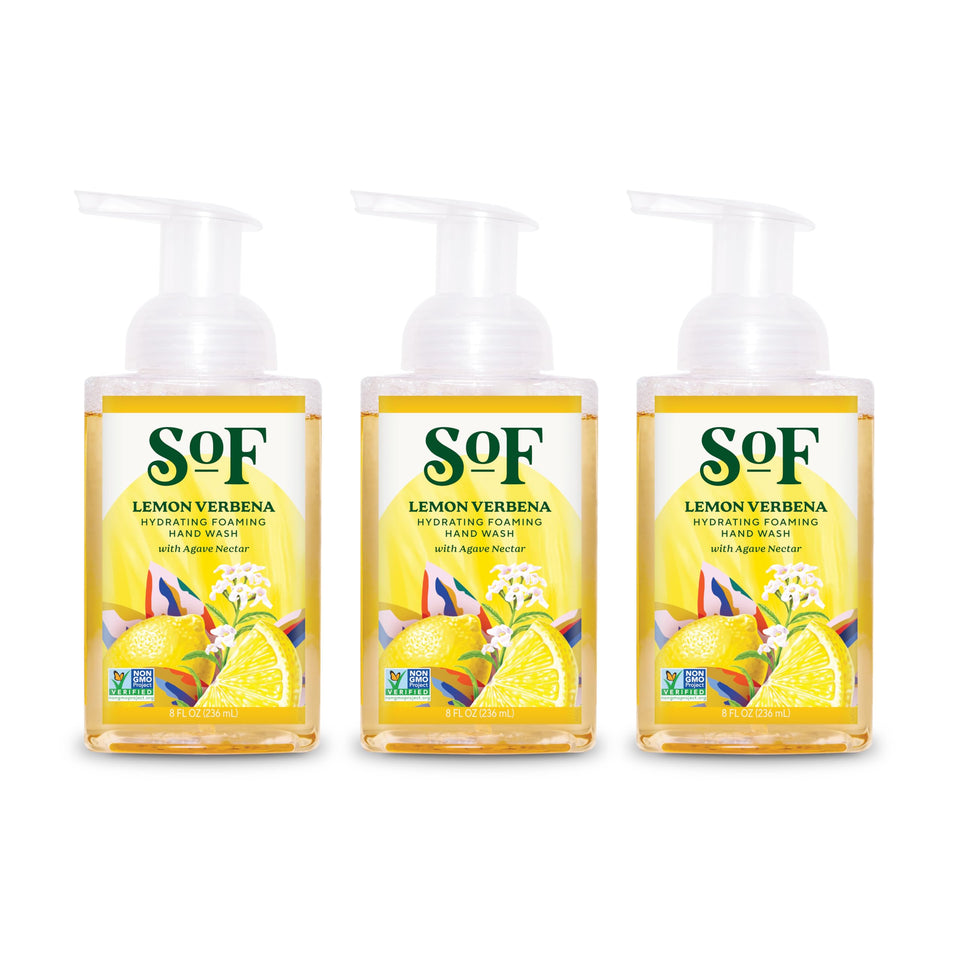 South Of France front packaging showing lemon verbena scent and three-pack benefit
