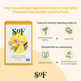 South Of France ingredient label showing shea butter and non-GMO certification