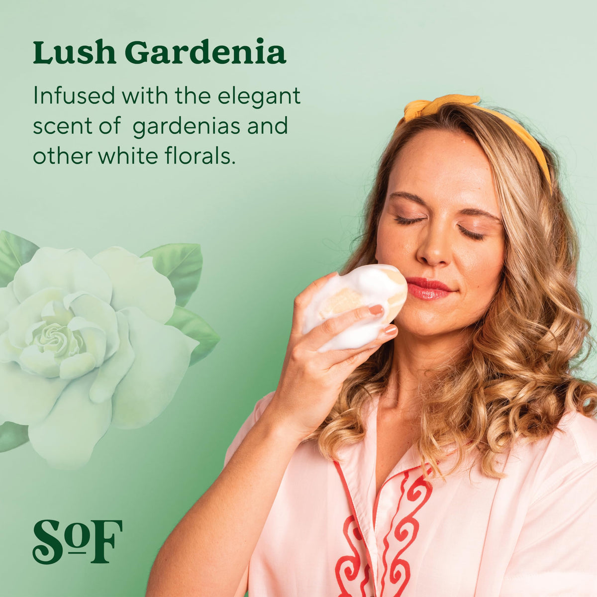 South Of France foam lather in hand demonstrating rich moisturizing suds