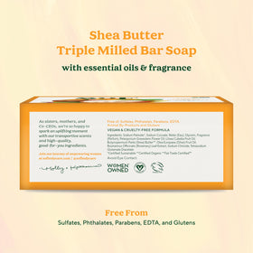 South Of France shea bar close up lather demonstrating creamy foam benefit