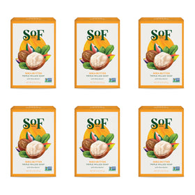 South Of France shea butter bar front packaging showing six bars and brand