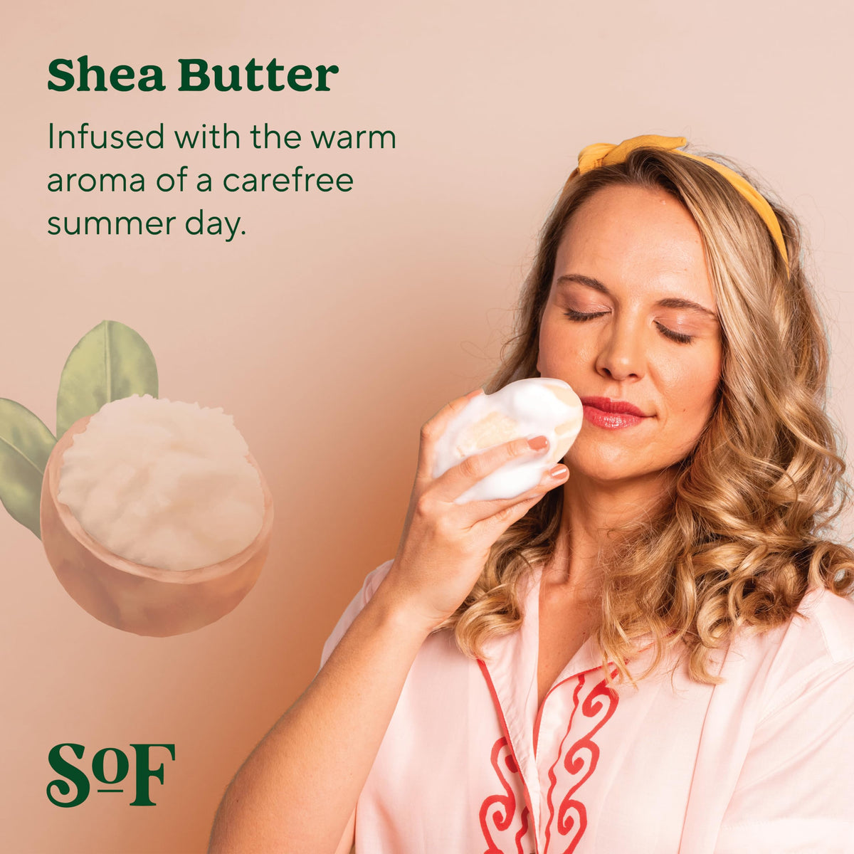 South Of France shea bar with shea butter and coconut ingredients for hydration