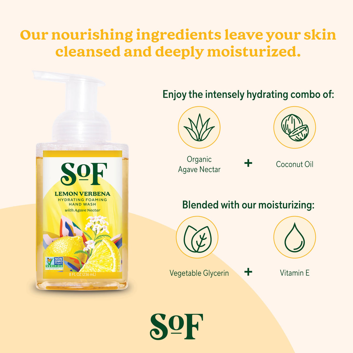 South Of France foam texture on hand illustrating rich lather and gentle cleansing