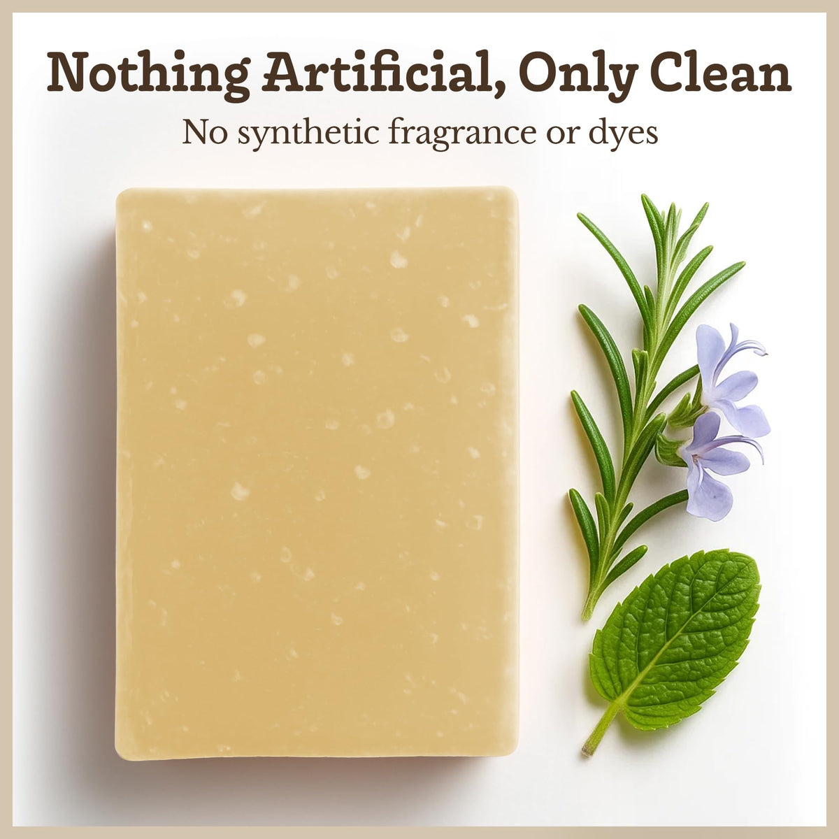 Southern Natural olive and coconut oils beside bar illustrating natural ingredients benefit nourishment