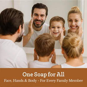 Southern Natural soap bar placed in bathroom to show everyday use