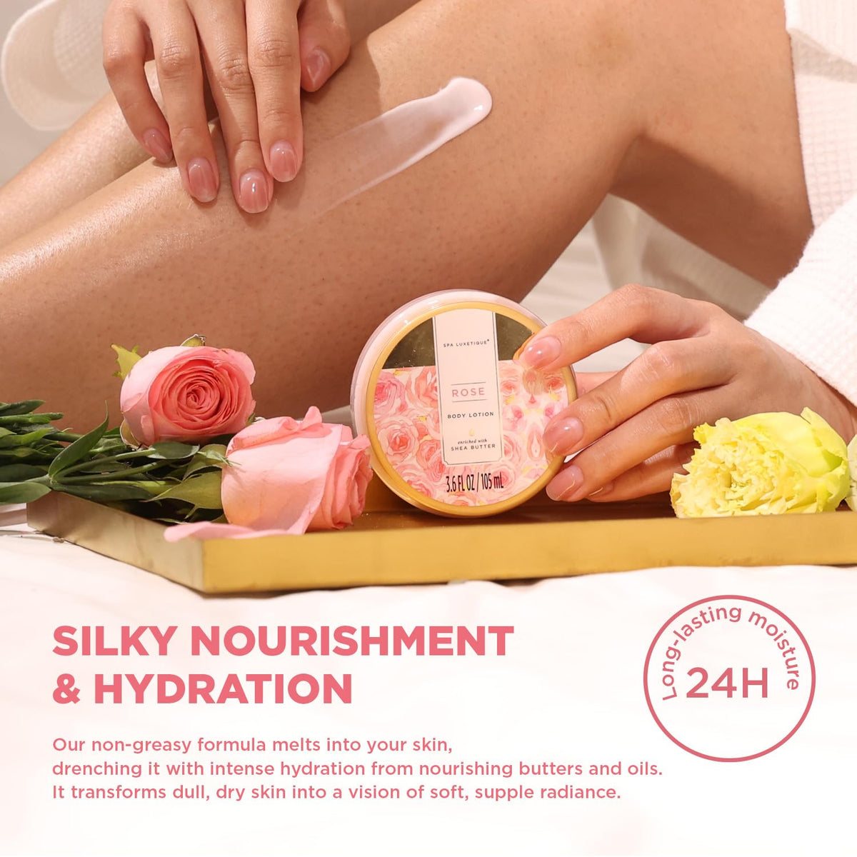 spa luxetique two rose bath bombs in bowl for effervescent relaxing baths