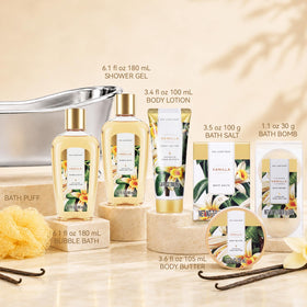 spa luxetique reusable bathtub container styled on bathroom shelf for neat storage
