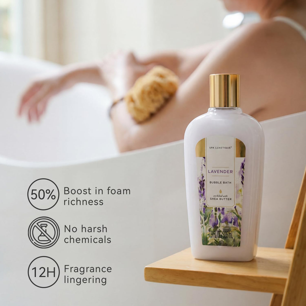 spa luxetique body lotion pump closeup demonstrating easy application and hydration